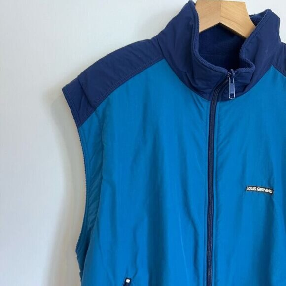 Vintage Louis Garneau Fleece Lined Nylon Blue Vest Jacket Zipper Hiking Biking M - Picture 4 of 15